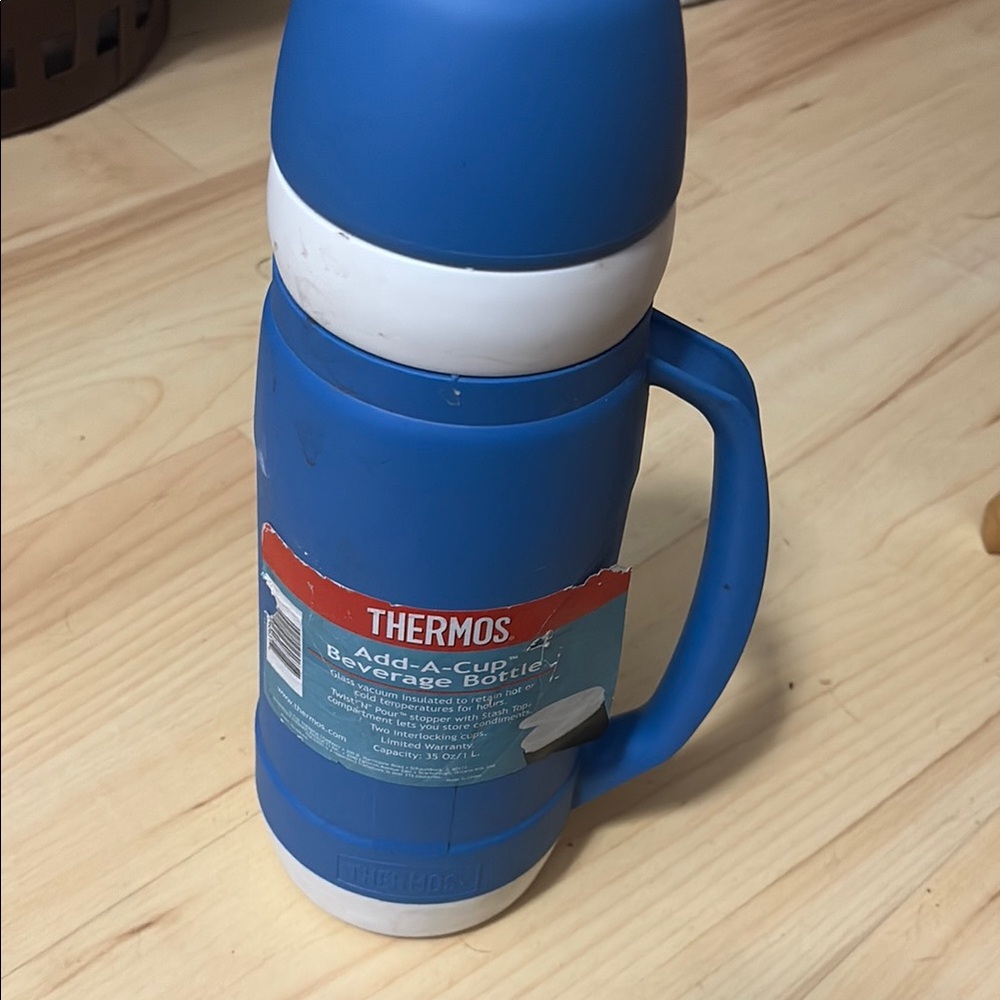 Thermos Blue and White Add-A-Cup Bottle